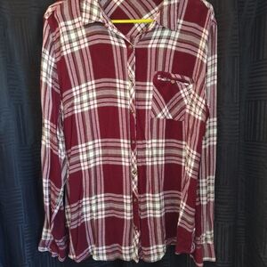Maurices Red Plaid Button Down Shirt